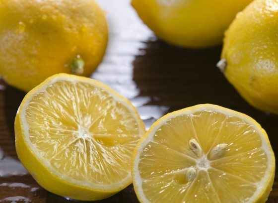 lemons on a brown table