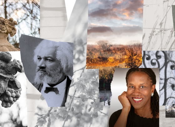 collage of landscape images, along with people important in Black History