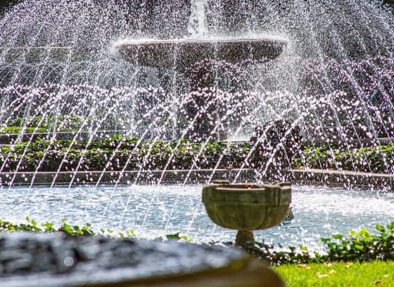 The fountains at the Italian Water Garden at Longwood Gardens.