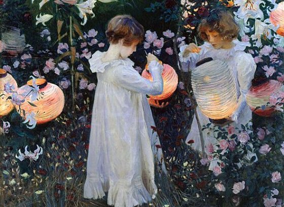 Painting of a young girl in a garden
