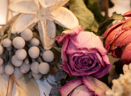 A bouquet of dried flowers. 