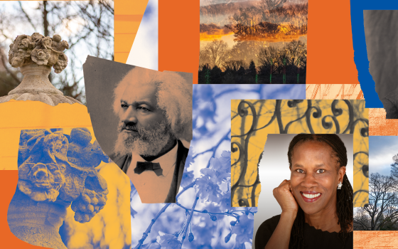 collage of landscape images, along with people important in Black History
