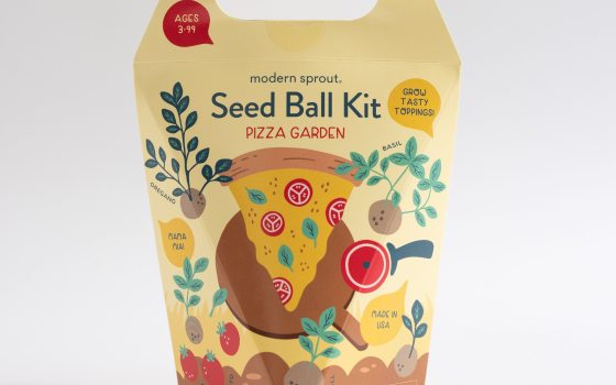 A packaged seed bomb kit.