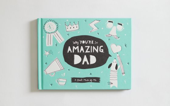 A book cover in teal, white, and black that reads You're so Amazing Dad. 