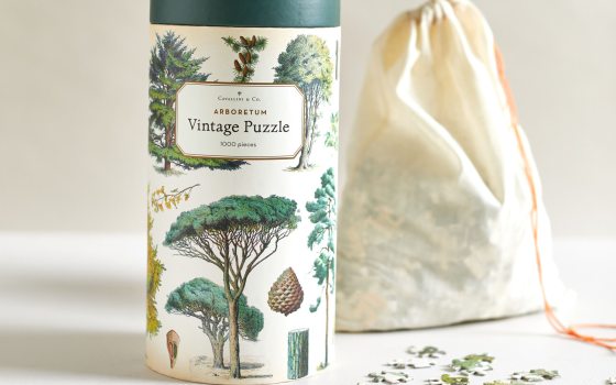 A botanical puzzle in a cylindrical container. 