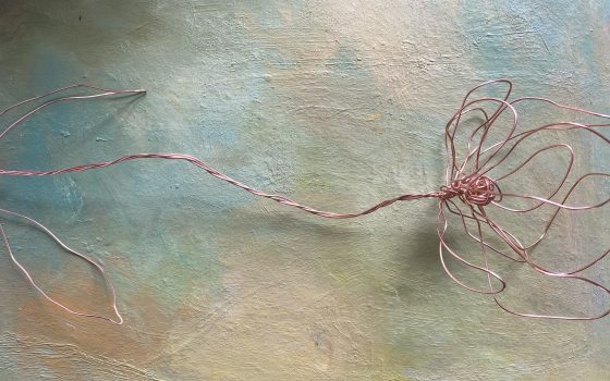 Outline of flower created with copper wire