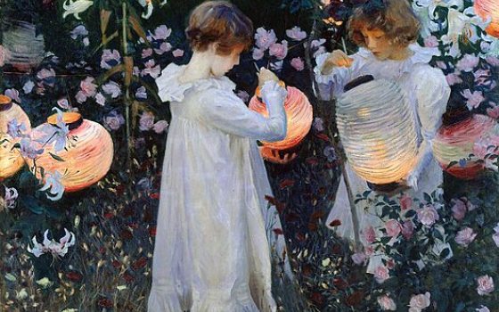 Painting of a young girl in a garden