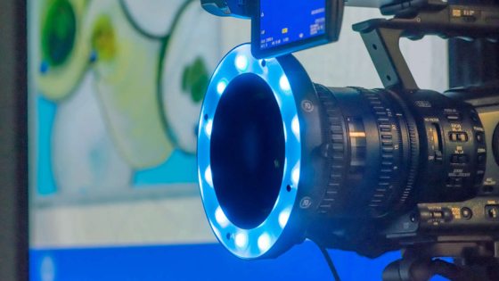 zoomed in photograph of a video camera