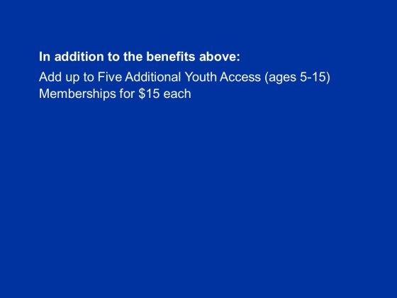 Blue chart with member benefits listed.