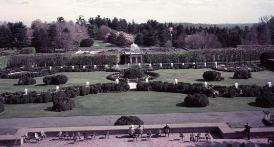 An old photograph of the Main Fountain Garden from 1950