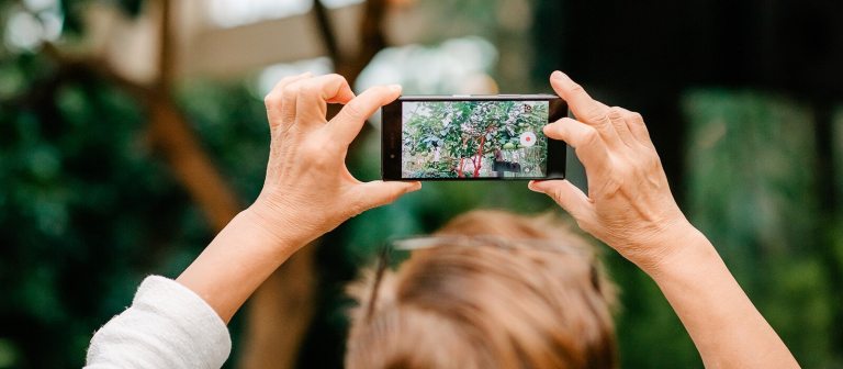 a person holding up a cellphone taking a picture