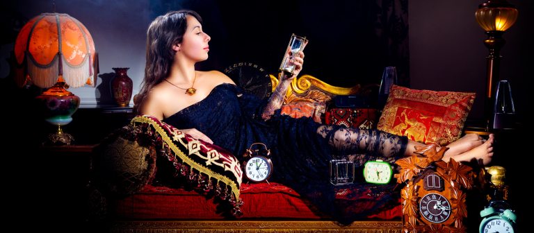 Adult lounging on a chaise