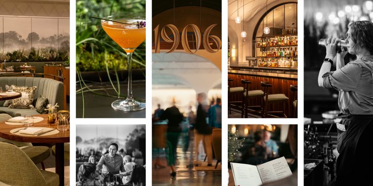 A collage of images from the 1906 restaurant at Longwood Gardens.