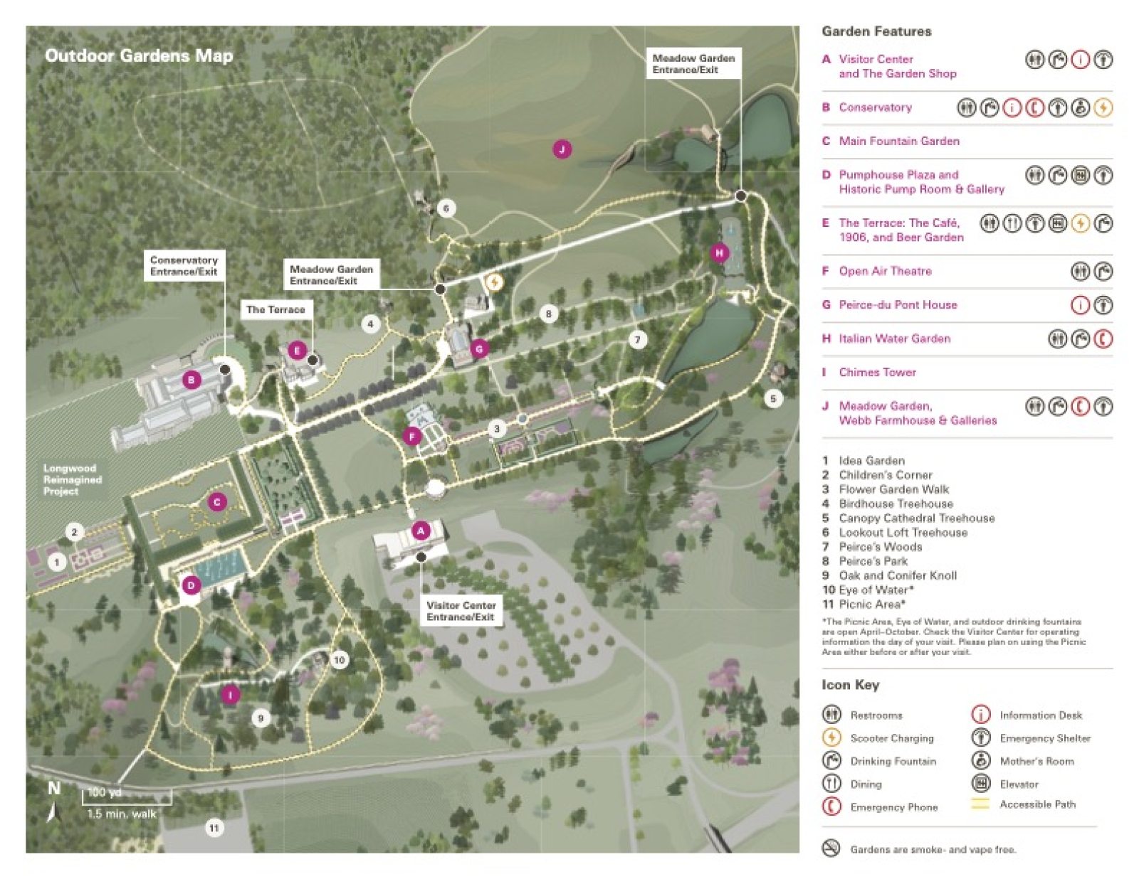 Teacher Map Longwood Gardens   Printable Map Outdoor 