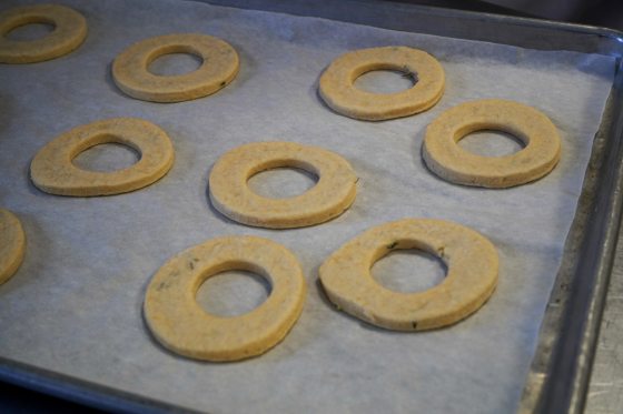 circles of dough on a baking sheet