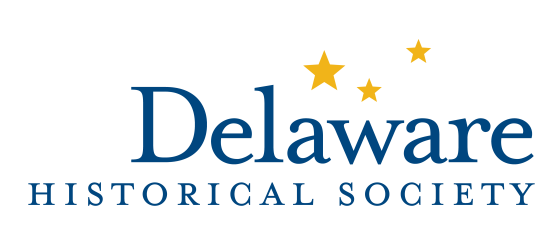 blue text with yellow stars that says Delaware Historical Society