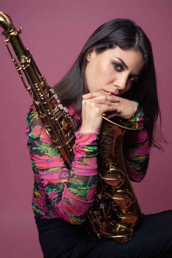 portrait of musician with saxophone
