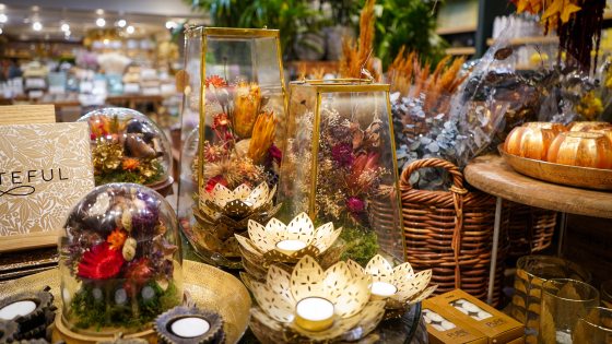A display of fall products in the Longwood Garden Shop.