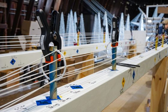 Equipment used to create geometric patterns of string.
