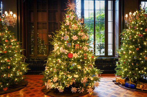 Decorated Christmas trees in the Longwood Ballroom.