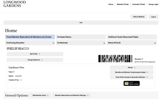 A screenshot of the Longwood Member Portal login page.