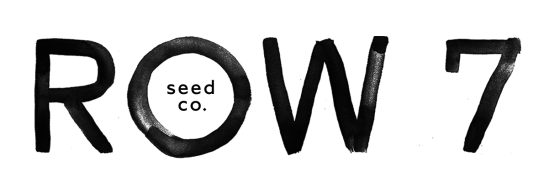 Black painted logo for Row 7 with "seed co." inside the "O."