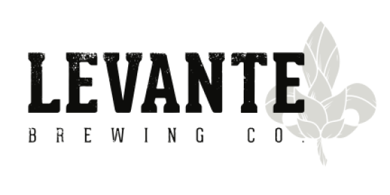 Levante Brewing Co logo in black block letters with gray three-leaved stem.