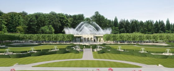 a rendered representation of the revitalized Main Fountain Garden