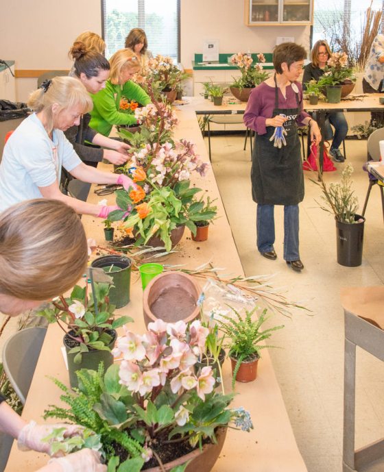 students at a floral design class held at Longwood Gardens