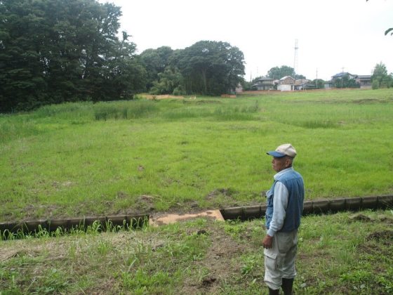 Man standing in front of large piece of land in Japan
