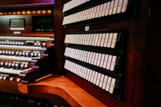 up close view of the organ