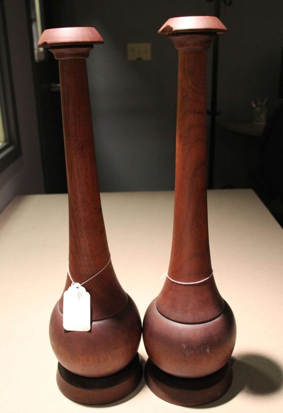Black walnut candlesticks from the 1870s