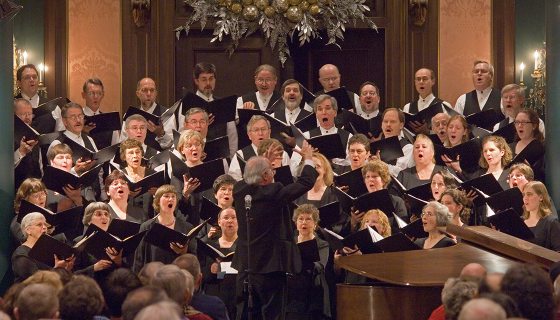 a choir singing during a concert