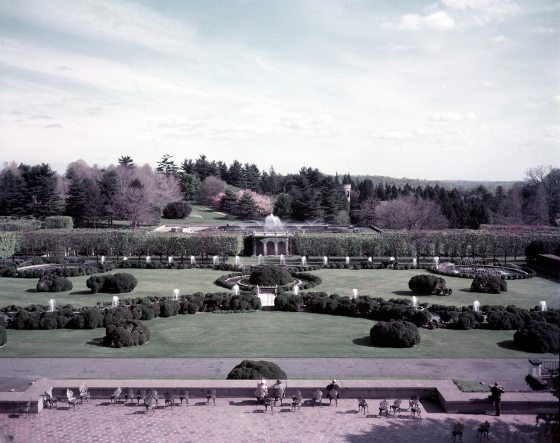 old photograph of the Main Fountain Garden in 1950