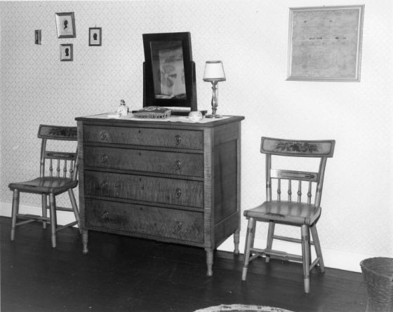 black and white photo of a tulip poplar chest