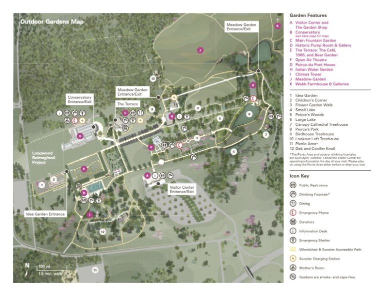 Teacher Map Longwood Gardens - Flat Map 03 2022 Orchid House Outdoor 